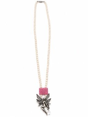 Fairycore Pearl Charm Necklace Y2K 90s Vintage Whimsical Pixie